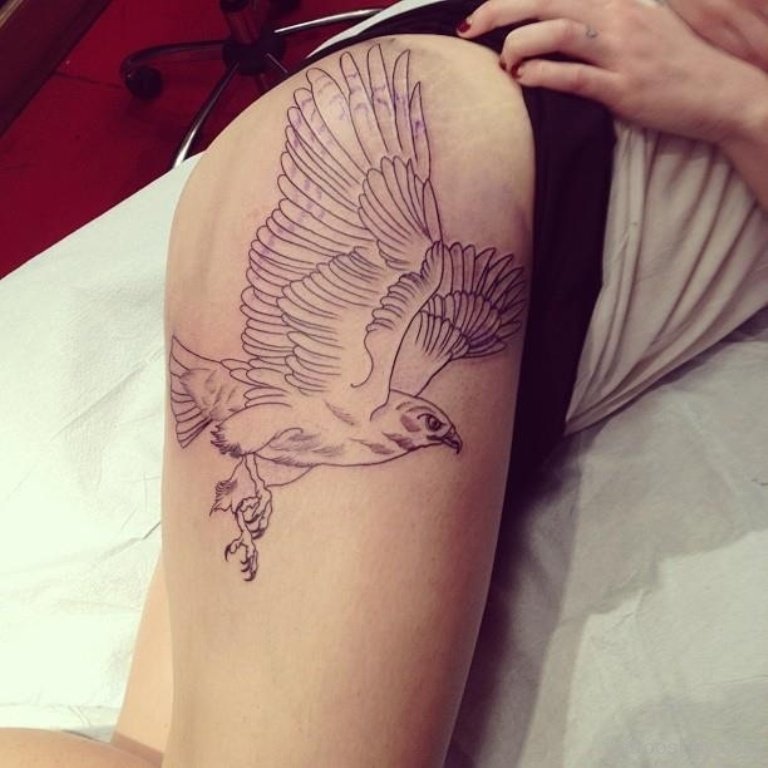 bird tattoos thigh