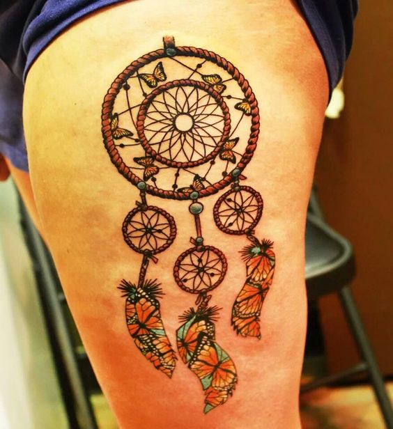  dream catcher tattoo with butterfly