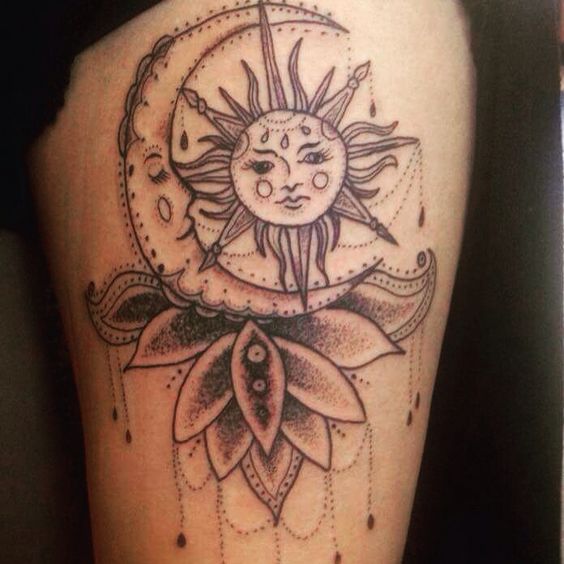  thigh tattoos moon