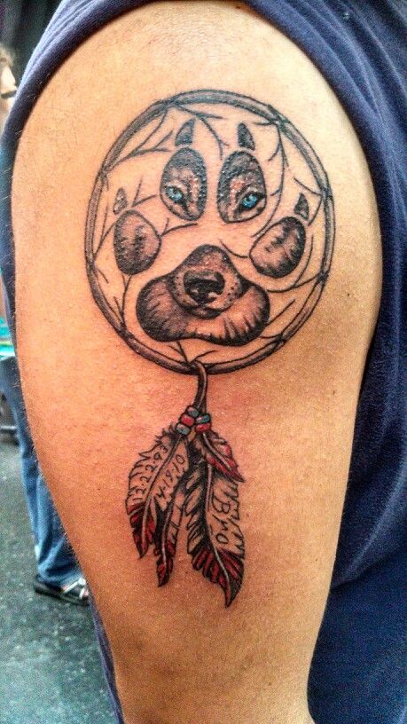 wolf tattoo dreamcatcher