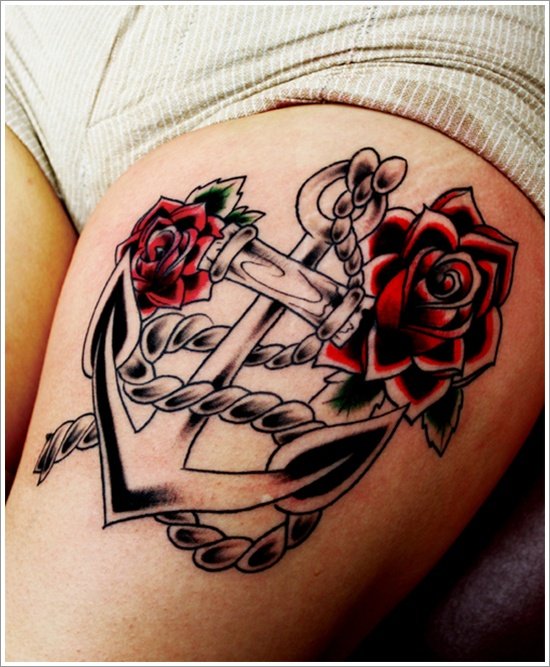  anchor tattoos on thigh