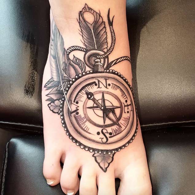 compass tattoo foot