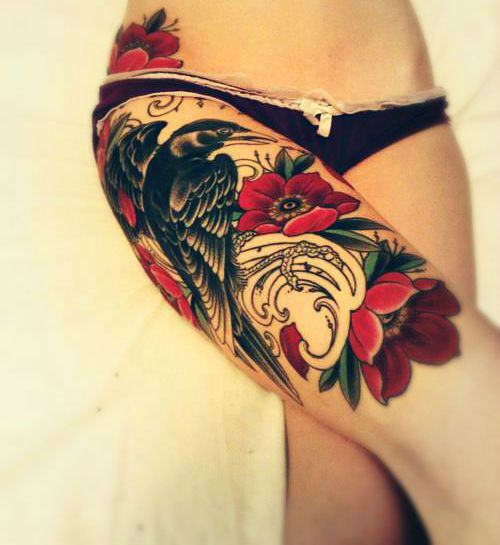 thigh sleeve tattoos