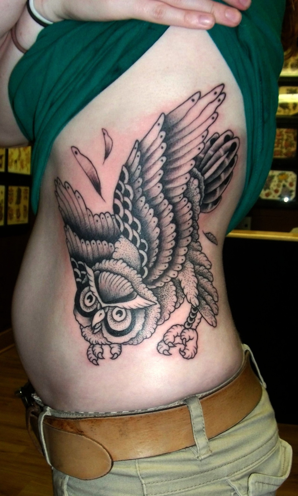  owl tattoo ribs