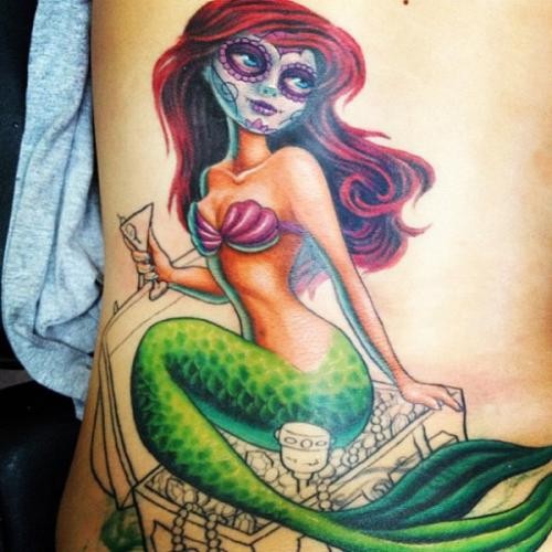  sugar skull mermaid tattoos