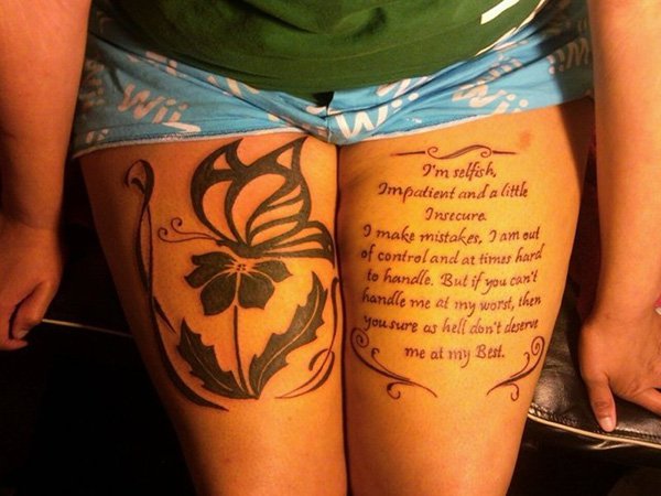  thigh tattoos writing