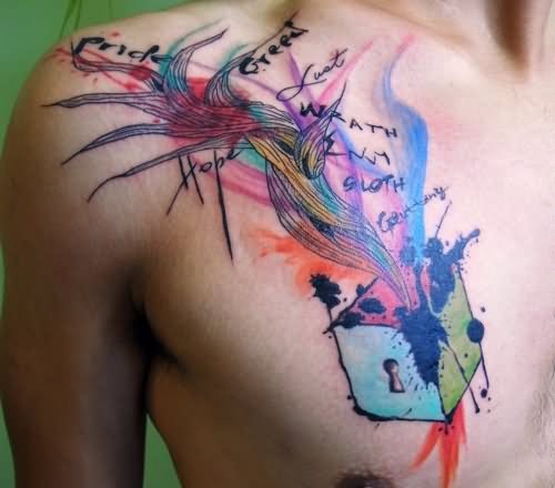  watercolor chest tattoos