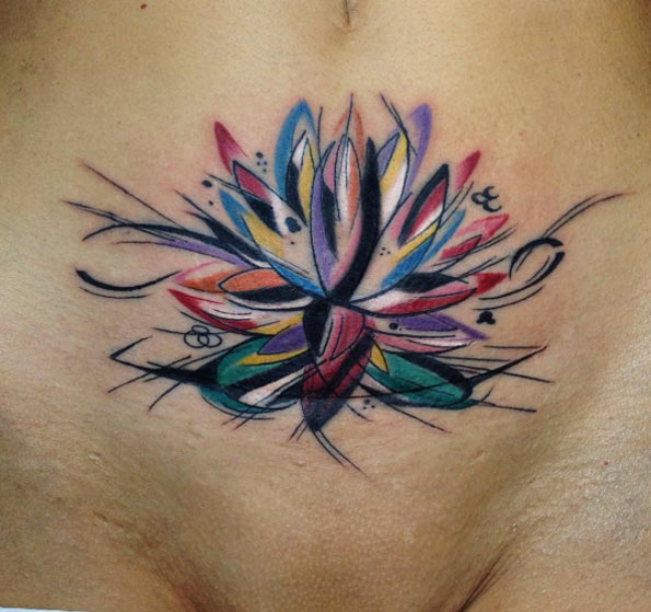  abstract lotus flower tattoo