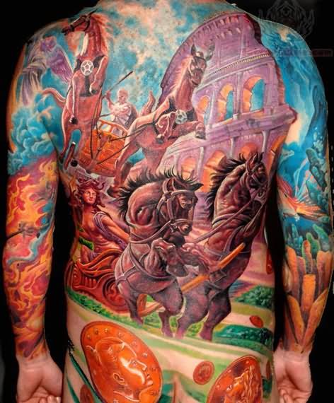  colorful back tattoos