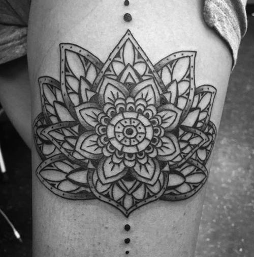 detailed lotus flower tattoo