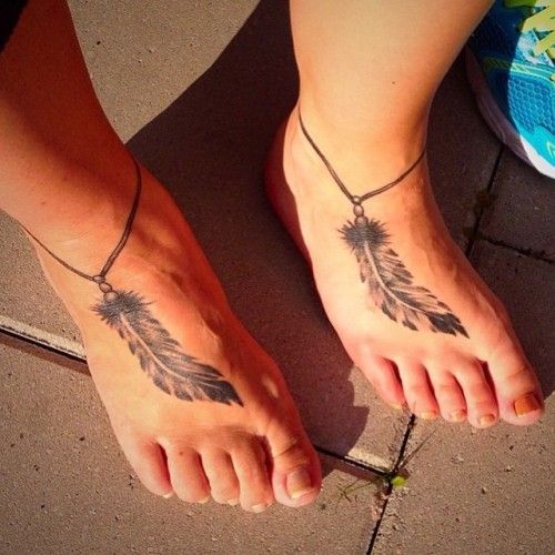 mother daughter feather tattoos