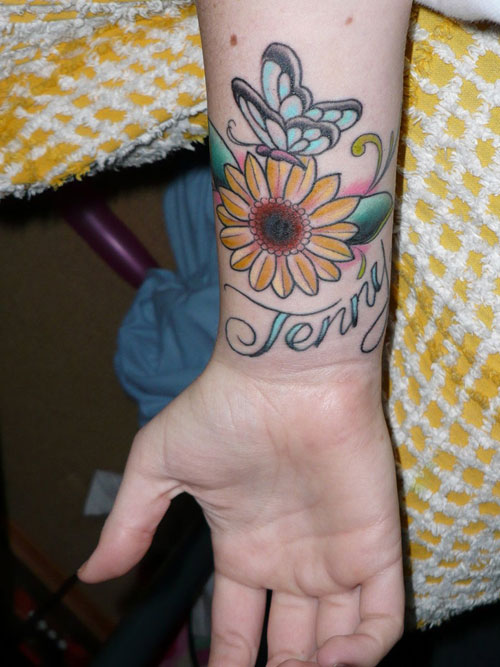  sunflower tattoo with name