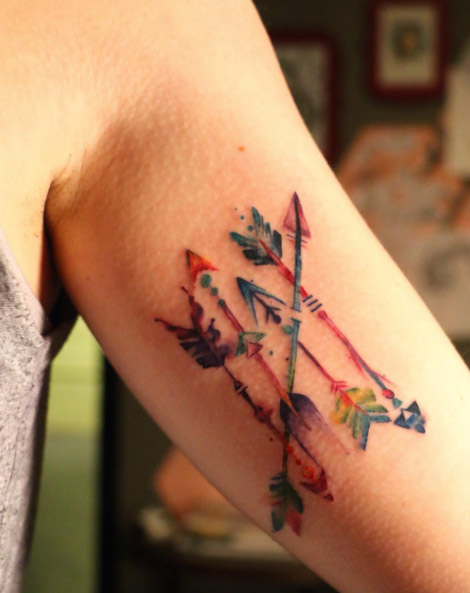  watercolor arrow tattoo