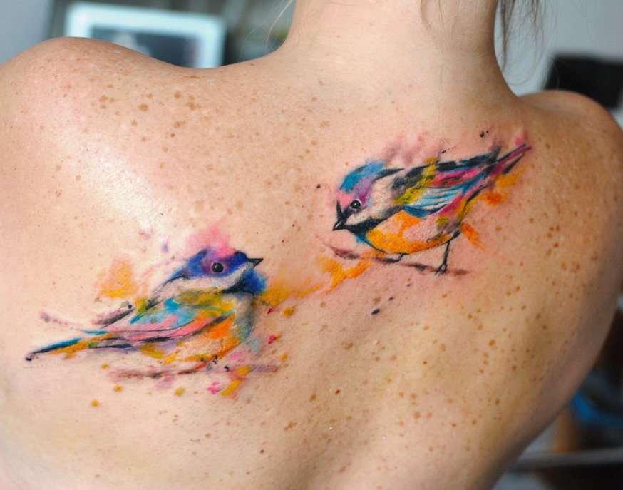  watercolor bird tattoos