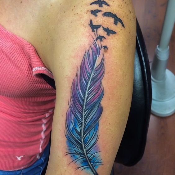  feather tattoo colour
