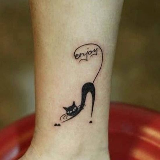 cat tattoo ankle