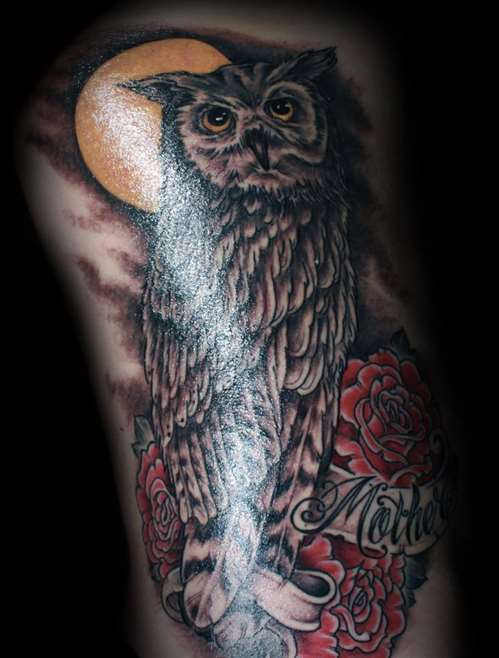  detailed owl tattoo