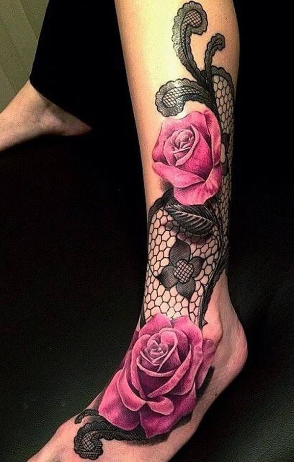 pink lace tattoo