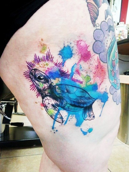 watercolor tattoos turtle