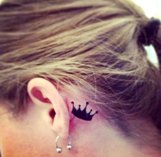  crown tattoos behind ear