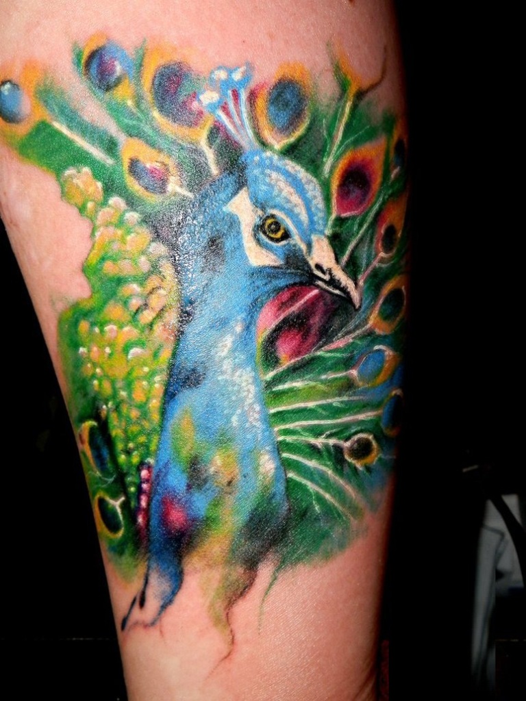  watercolor tattoos peacock