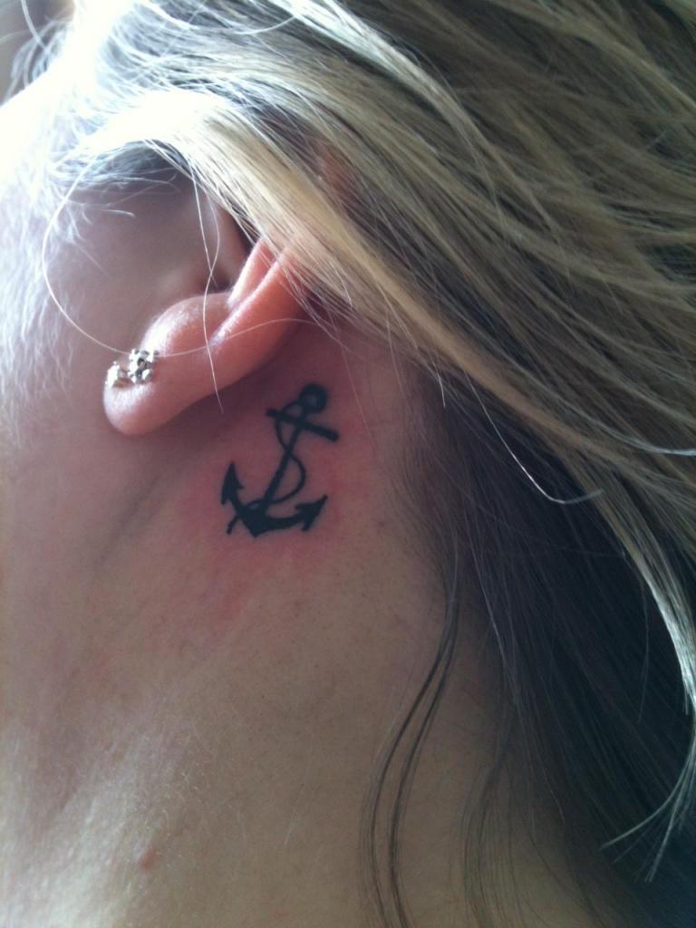 anchor tattoos behind ear