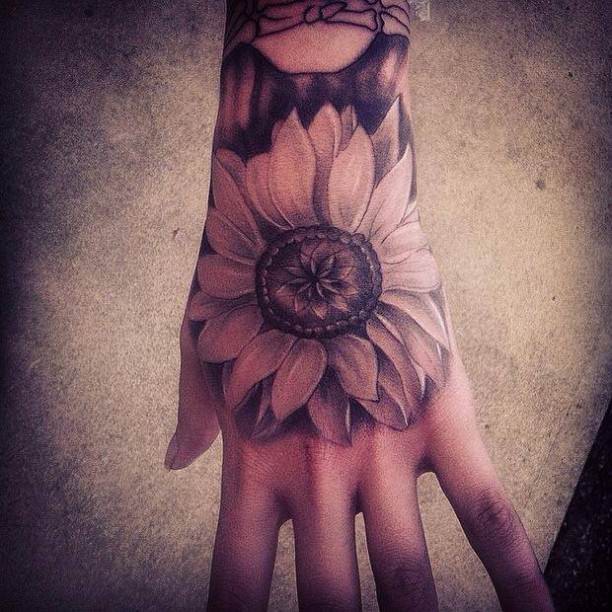 sunflower tattoo hand