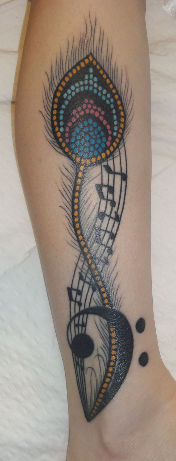 feather music tattoos