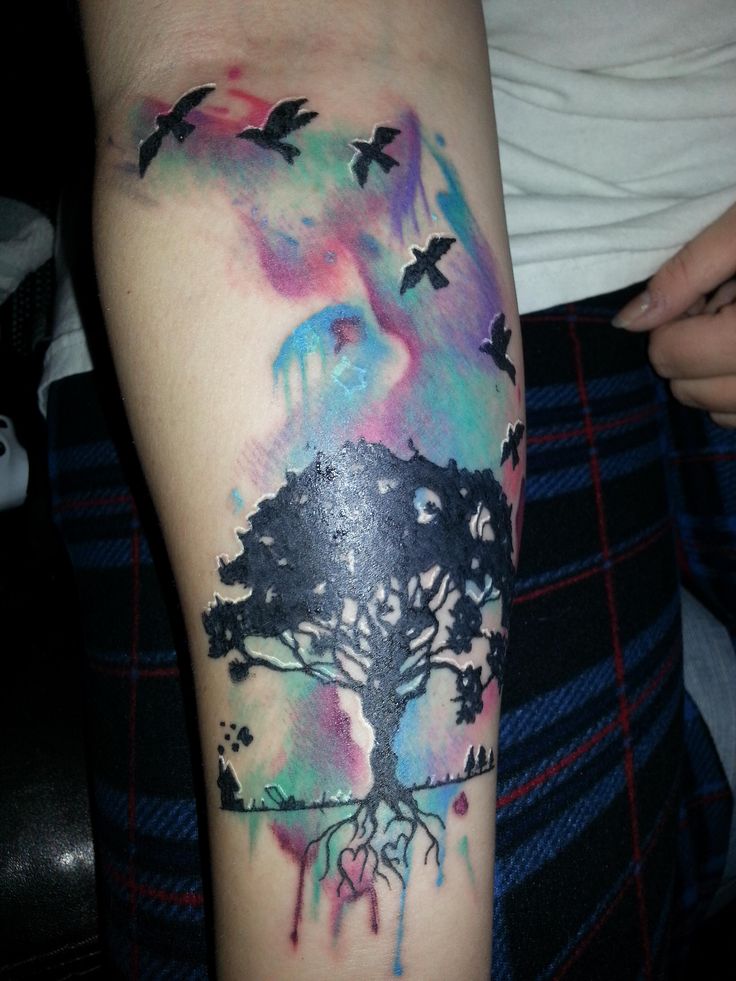 watercolor tattoos thigh