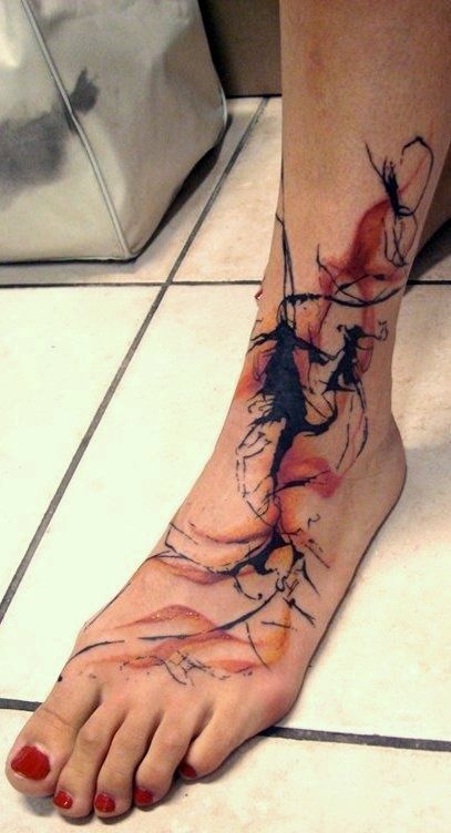  watercolor tattoos foot