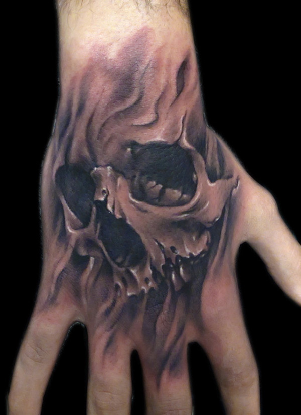  skull hand tattoos