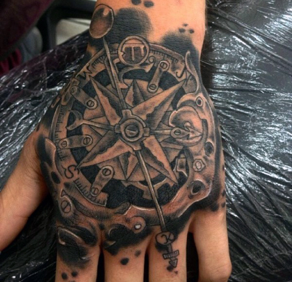  steampunk compass tattoo