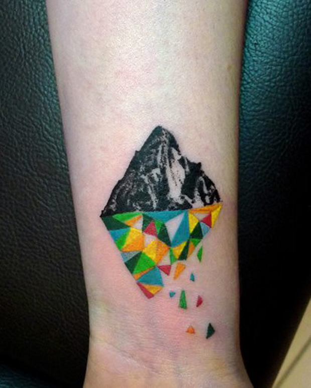  watercolor mountain tattoo
