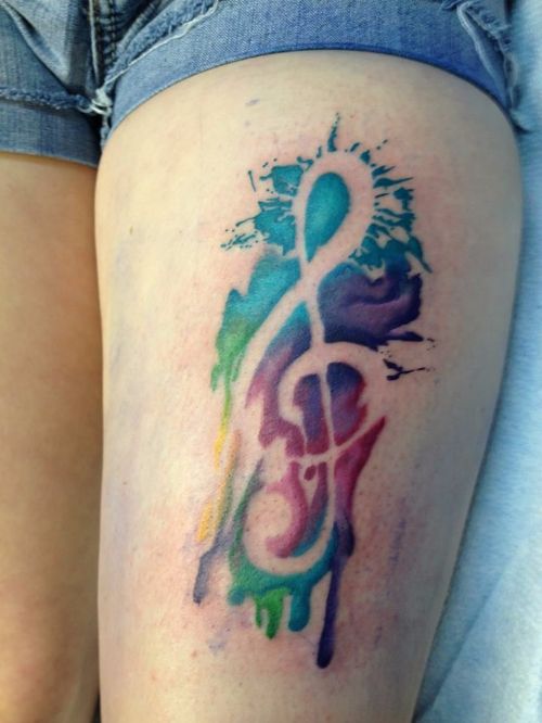  watercolor music tattoos