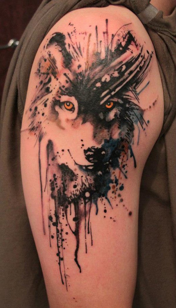 watercolor tattoos wolves