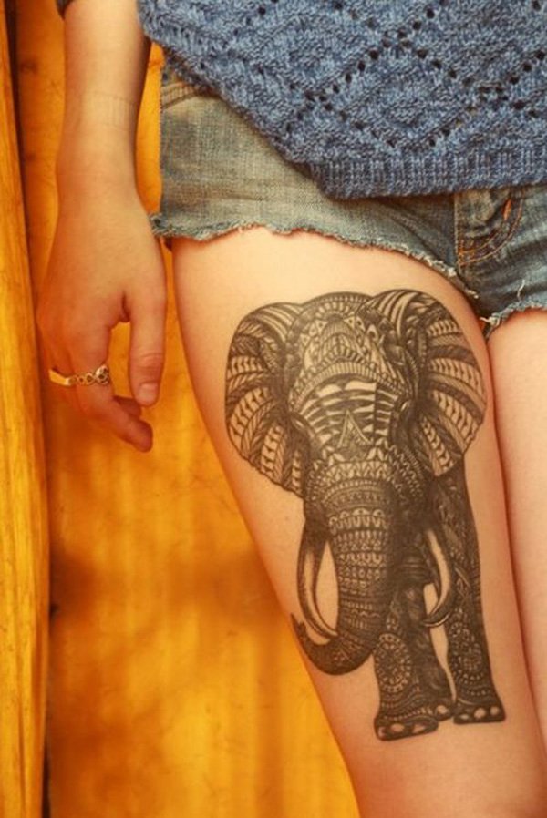  elephant thigh tattoos