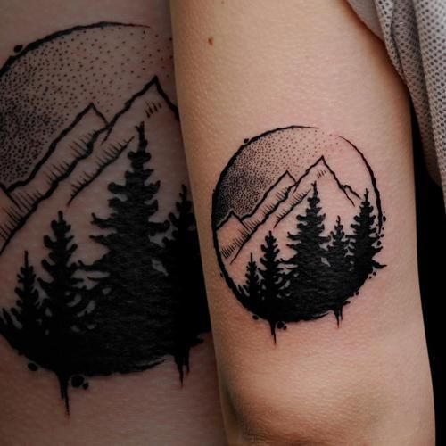  tree and mountain tattoo