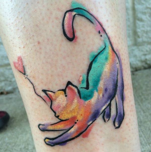 watercolor cat tattoo